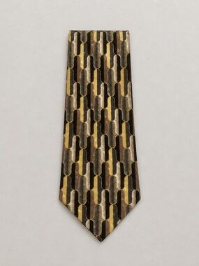 Avanzini Classic Men’s Silk Geometric Pattern Tie in Brown and Gold